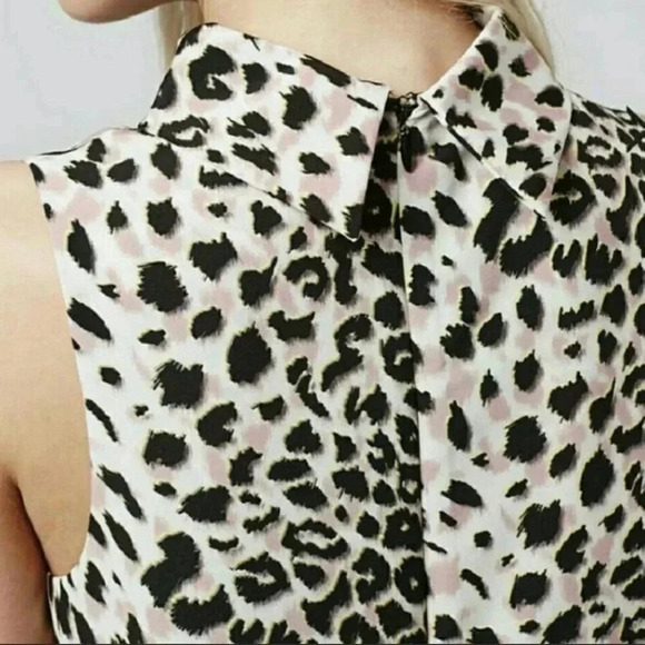 TOPSHOP Leopard Print Sleeveless Tunic Dress Size 4 - Picture 2 of 13